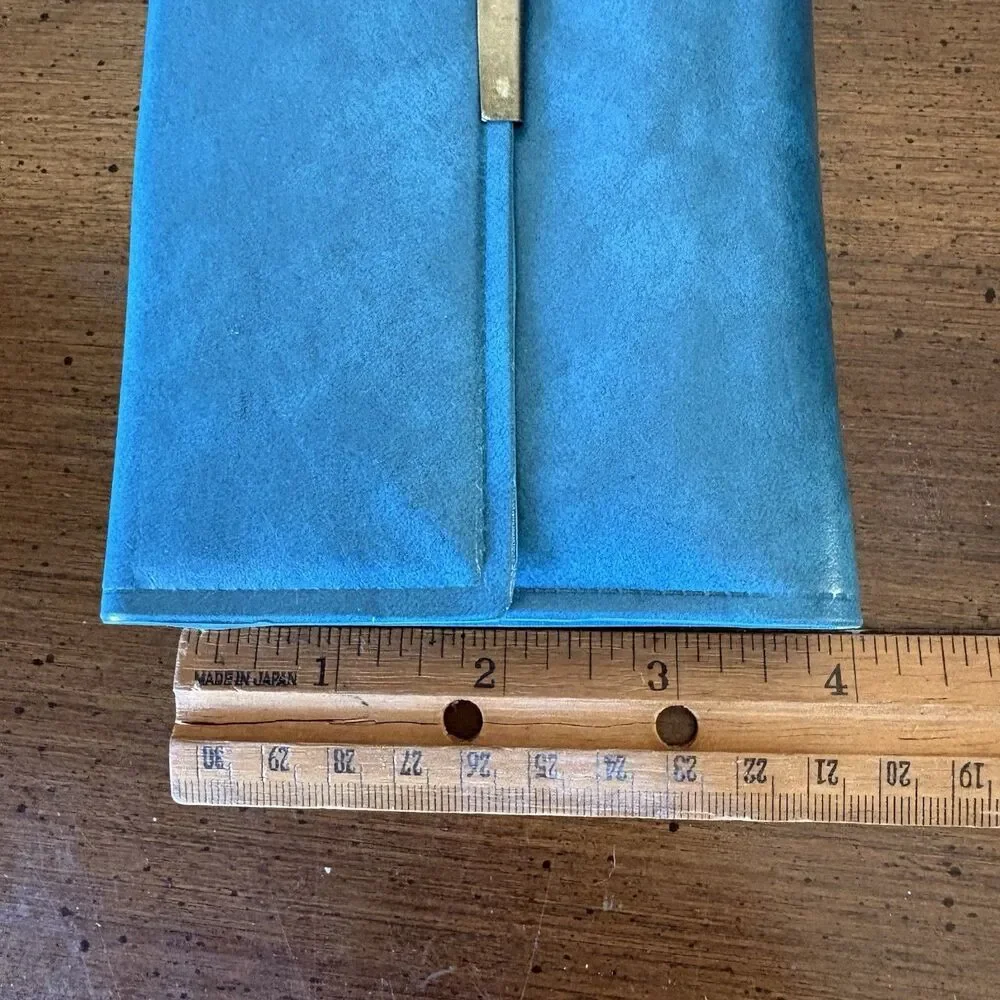 Vintage Wallet Womens Teal Blue Checkbook Cover Coin Purse Snap Closure
